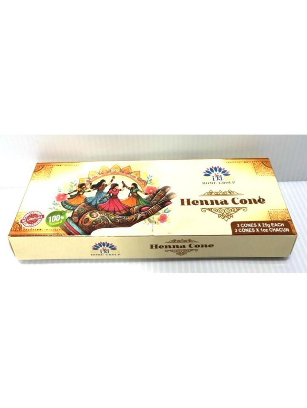 Henna Cones 3pk 25g Each 100% Natural Body Hair Tattoo Temporary Dye NEW